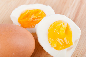 Eggs on wooden table