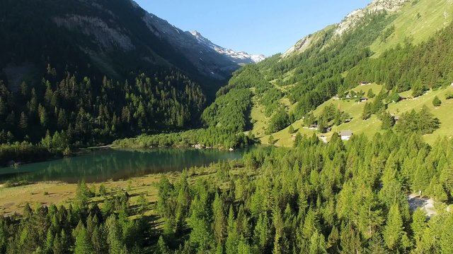 Aerial view of lake Derborence, Valais, Switzerland