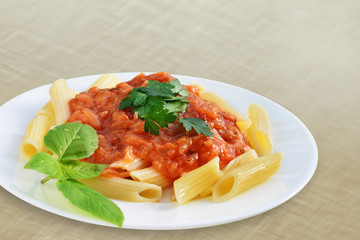 Tomato sauce with penne pasta