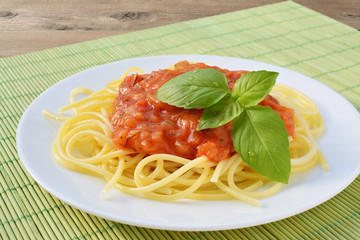 Tomato sauce with spaghetti