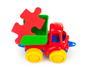 Toy truck with puzzle