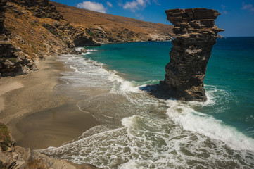 Unique rock formations on the beach Grias Pidima, Andros, Greece © siete_vidas1
