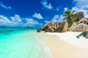 Tropical Paradise - Anse Source d'Argent - Beach on island La Digue in Seychelles