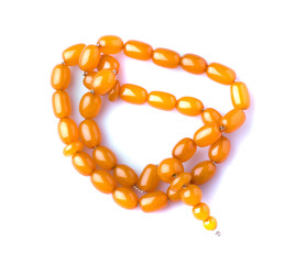  amber beads isolated on white background