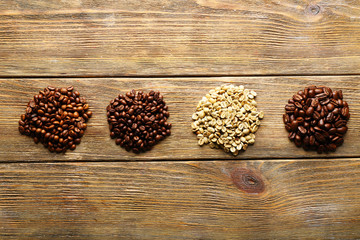 Coffee beans on wooden background