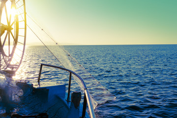 fisher boat in a sea