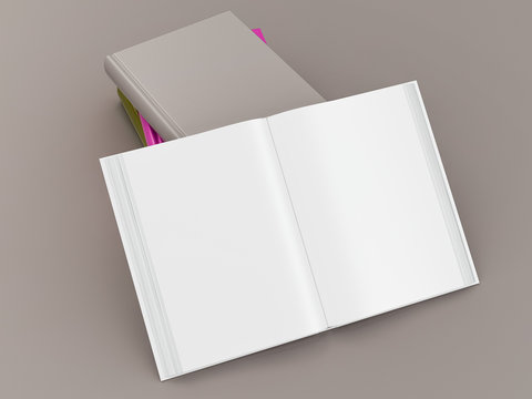 Empty color book mockup template on gray background