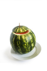 fresh green watermelon isolated on white background