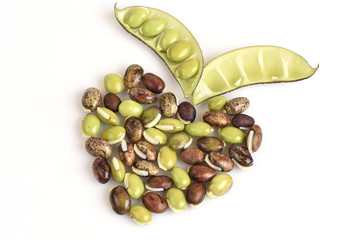 lablab bean or Dolichos bean (Dolichos lablab Linn.)., arranged in a heart shape.