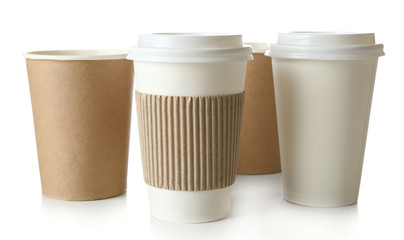 Paper cups isolated on white