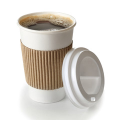 Paper cup of coffee isolated on white