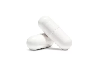 Foto auf Acrylglas white pill capsule isolated on white background © F16-ISO100