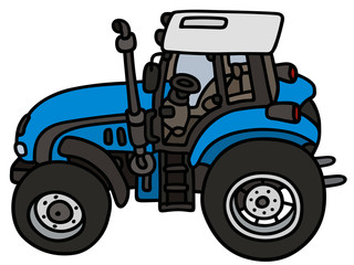 Blue tractor / hand drawing, not a real type