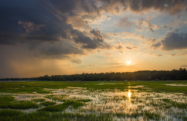 Sunset over a marsh 