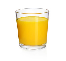 Glass of orange juice isolated on white