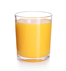 Glass of orange juice isolated on white
