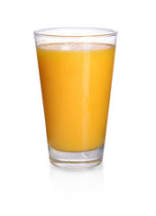 Glass of orange juice isolated on white