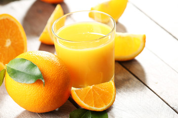 Orange juice on table close-up