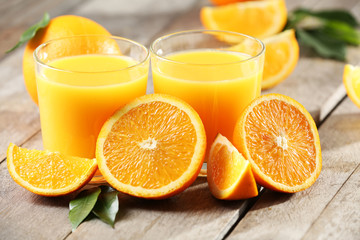 Orange juice on table close-up