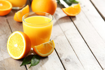 Orange juice on table close-up