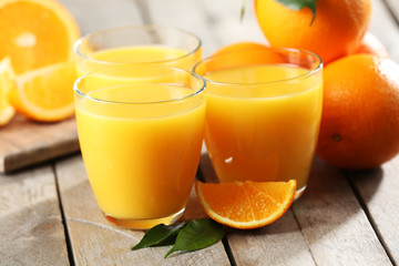 Orange juice on table close-up