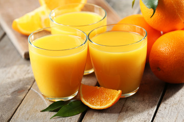 Orange juice on table close-up
