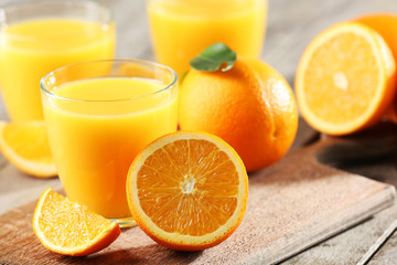Orange juice on table close-up
