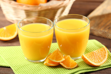 Orange juice on table close-up