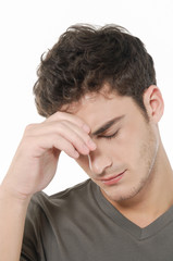 Portrait of young man worrying

