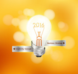 Vector creative light bulb idea 2016 New Year