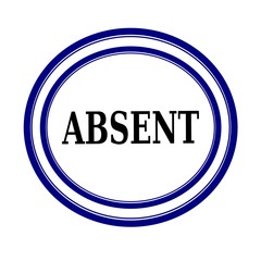 ABSENT black stamp text on white backgroud