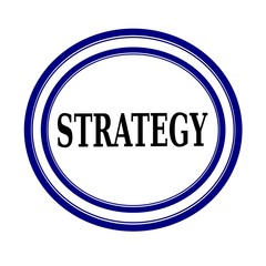STRATEGY black stamp text on white