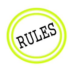 RULES black stamp text on white
