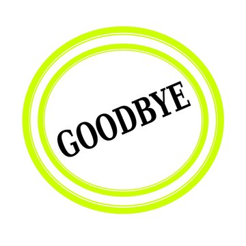 Goodbye black stamp text on white