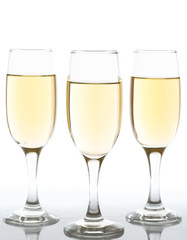 Glasses of champagne isolate on white