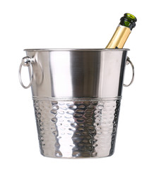 ice bucket with champagne bottle isolated on white background © bestvc
