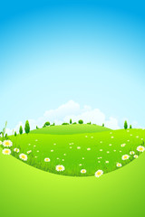 Obraz premium Landscape with Green Trees and Fields