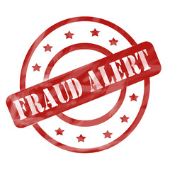 Red Weathered Fraud Alert Stamp Circles and Stars