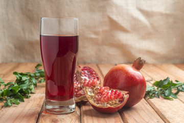 Shallow focus of organic Pomegranate Juice healthy drink