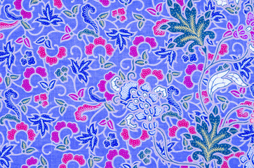 Fototapeta na wymiar Fabric with floral batik pattern