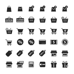 Simple shopping icon set vector, black color
