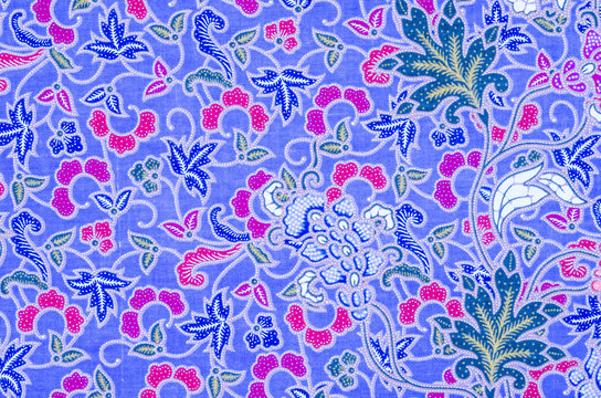 Fabric with floral batik pattern