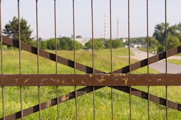 Metal rusty fence