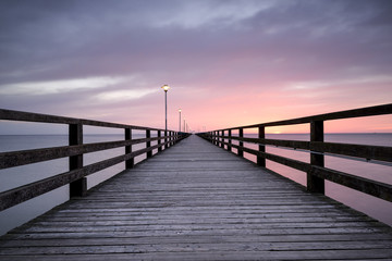 Fototapeta na wymiar Pier before dawn, Baltic Sea, Ahlbeck
