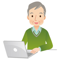 高齢者　男性　パソコン操作