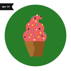 Sundae ice cream icon on green circle. Vector design