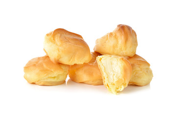 Eclair with vanila flavor on white background