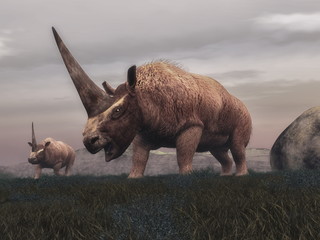 Naklejka premium Elasmotherium mammal dinosaurs - 3D render