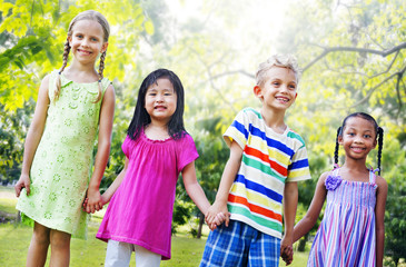 Diversity Friends Children Park Happiness Concept