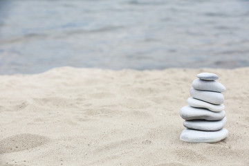 Zen stones balance spa on beach